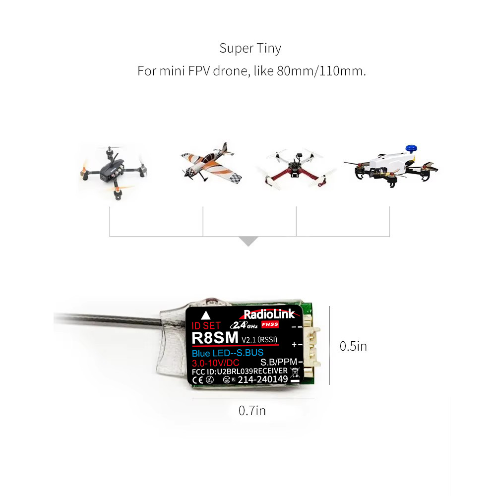 Receiver Sbus 8Ch - RadioLink R8SM 8CH 2.4GHz Receptor RC